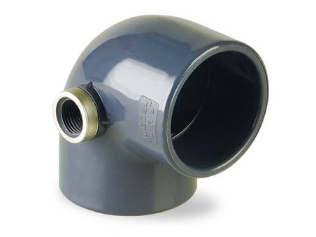 Codo 90º PVC encolar con salida lateral rosca 3/4 para piscinas Hidroten