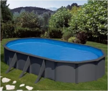 Piscina desmontable Gre ovalada de acero aspecto grafito profundidad 1,20 m
