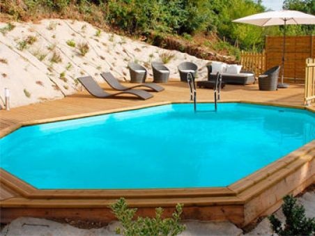 piscina desmontable madera Avocado ovalada GRE
