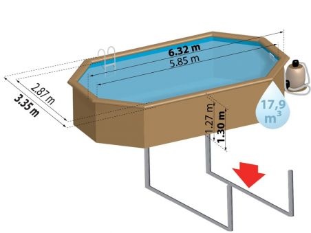 piscina desmontable madera Macadamia ovalada GRE