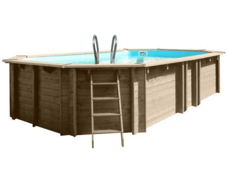 piscina desmontable madera Vermela ovalada GRE