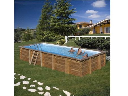 piscina desmontable madera Braga rectangular GRE.