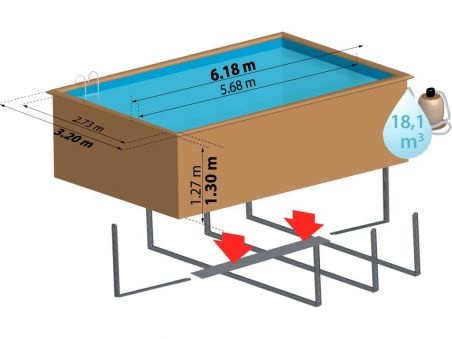 piscina desmontable madera Mango rectangular GRE