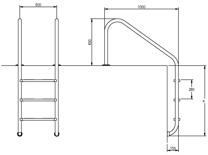 escalera piscina desbordante FLEXINOX