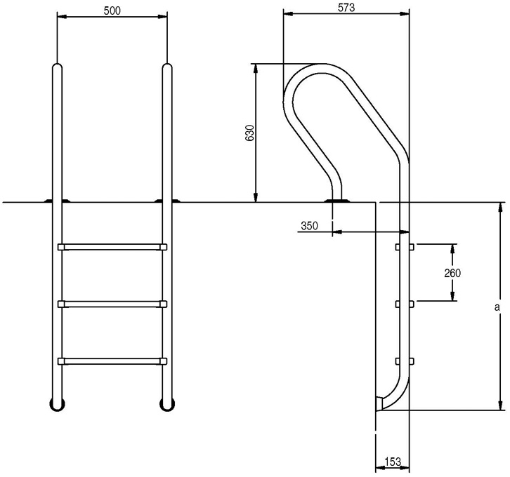 escalera piscina mixta FLEXINOX