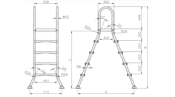 escalera piscina desmontable KRIPSOL