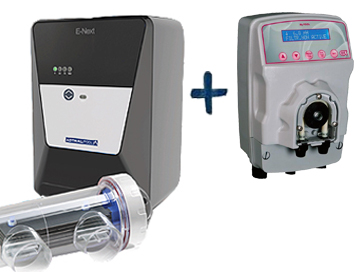 Clorador salino Astralpool E-Next 7 con bomba de pH Mypool Ctx Certikin